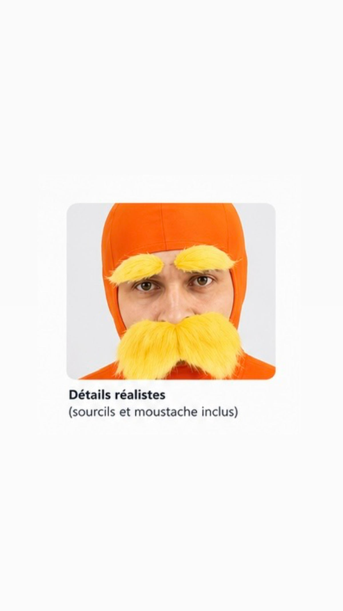 costume orange + moustache jaune